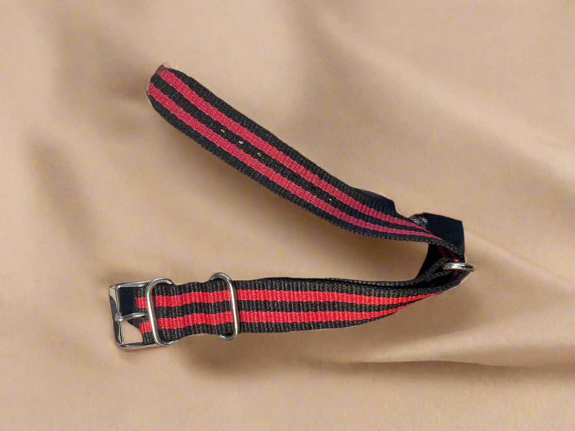 Red black striped nato strap 22mm