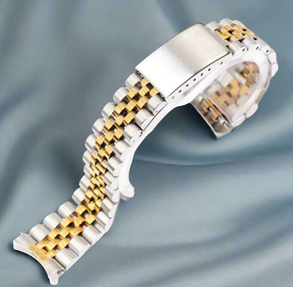 19mm Two-Tone Gold & Silver C-Shaped Curved Jubilee Bracelet – Stainless Steel 316L