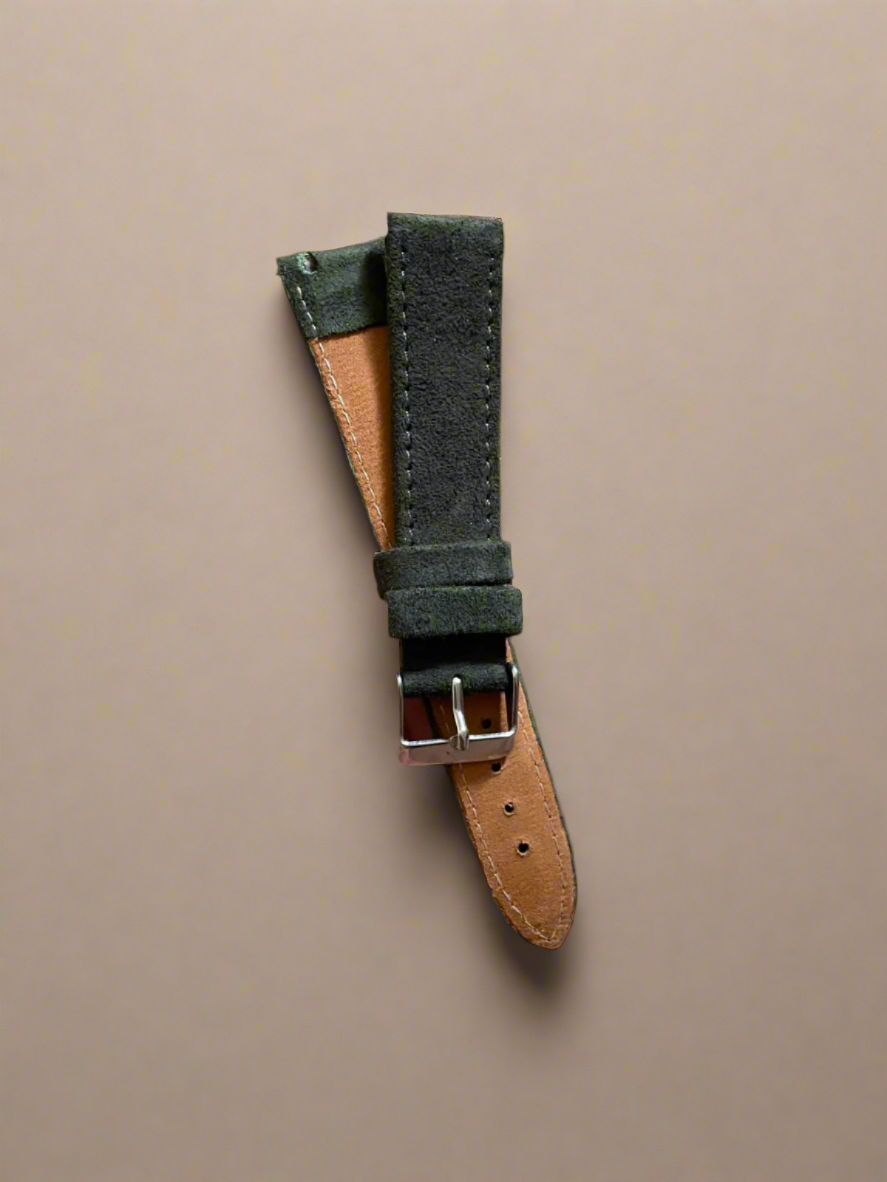 Green Suede Leather Watch Strap – 18mm, 20mm, 22mm – Quick Release(Without Spring Bars)