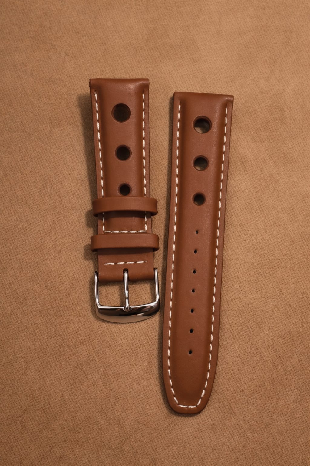 Tan Full Grain Leather Watch Strap | 18mm 20mm 22mm | Vintage Style Replacement Band with Spring Bars
