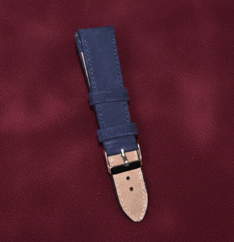 Navy Blue Suede Leather Watch Strap with Quick Release Spring Bars Included (18mm / 20mm / 22mm)