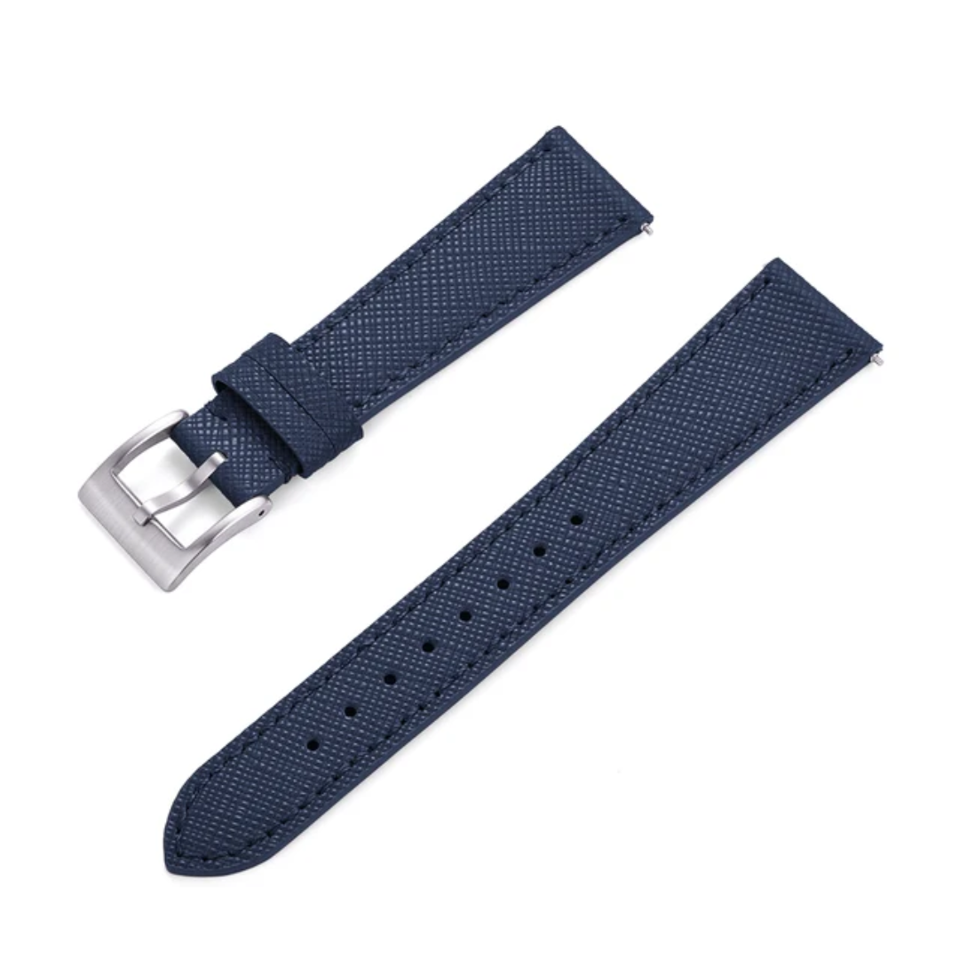 Navy Blue Saffiano Leather Watch Strap | Top Grain Leather | Quick Release | 18mm, 19mm, 20mm, 21mm & 22mm