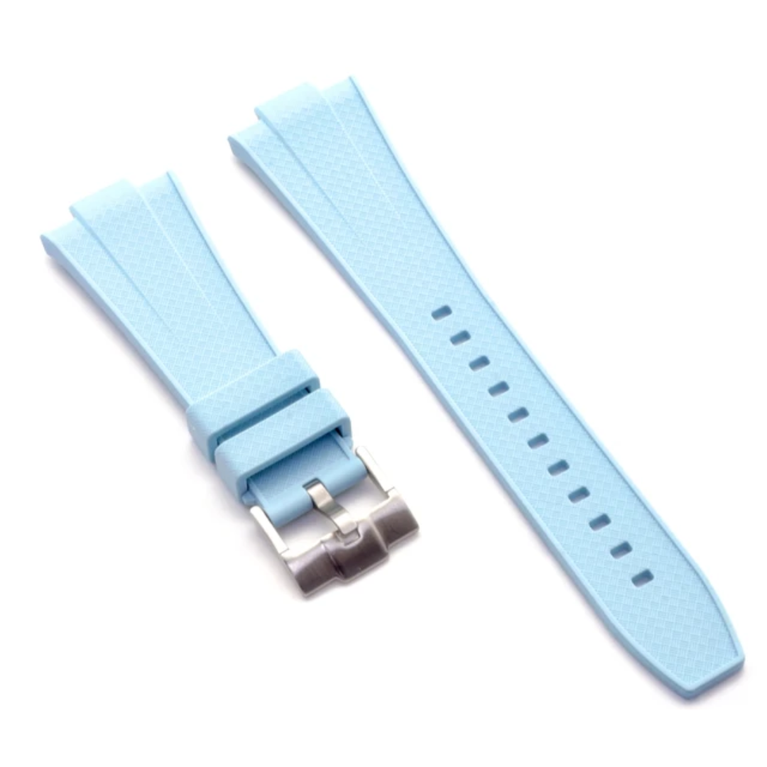 Tissot PRX 12mm Silicone Strap Light Blue with Stainless Steel Buckle – Premium Replacement Watch Band