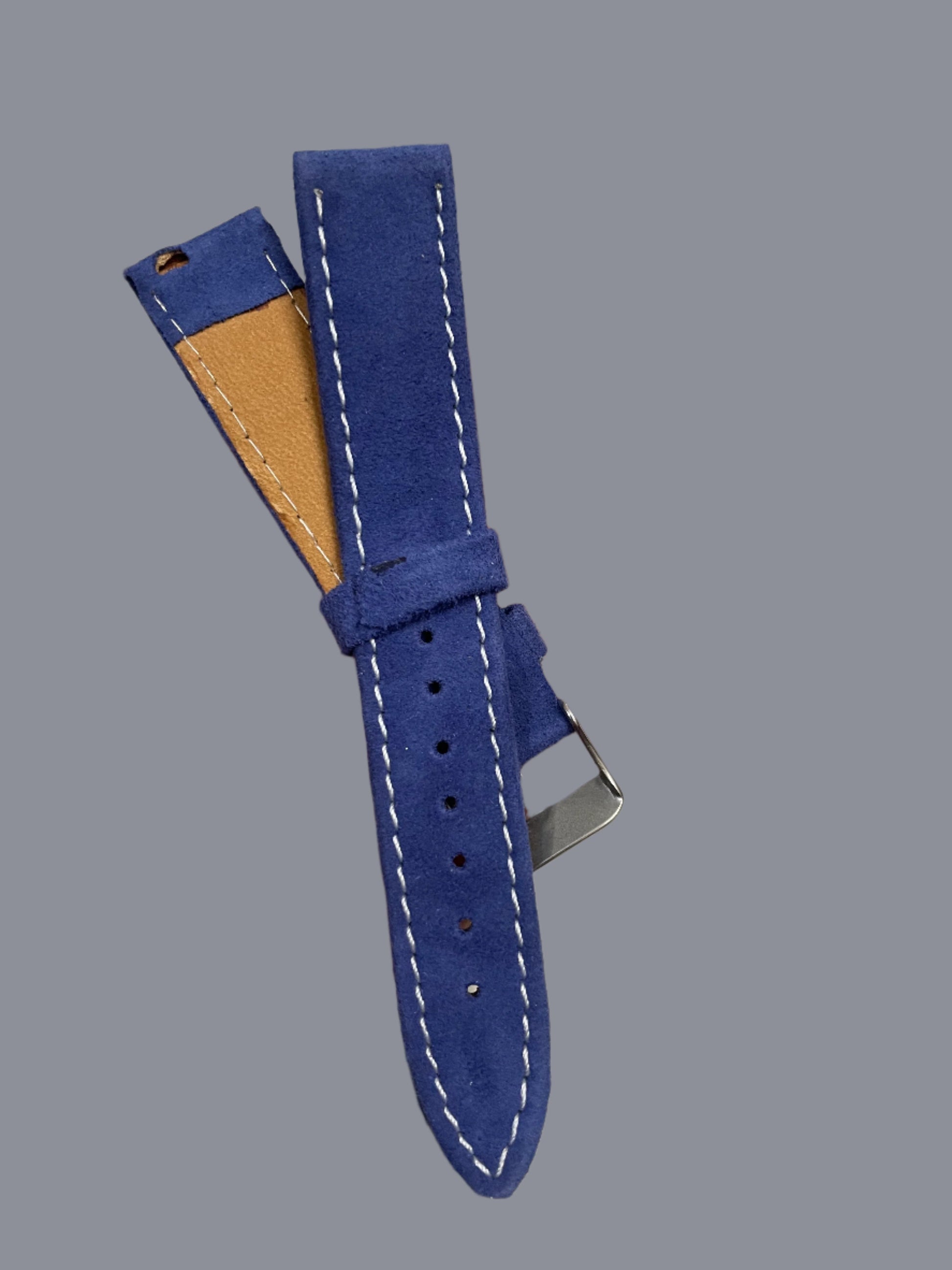 Blue Suede Leather Watch Strap – 18mm, 20mm, 22mm – Quick Release(Without Spring Bars)