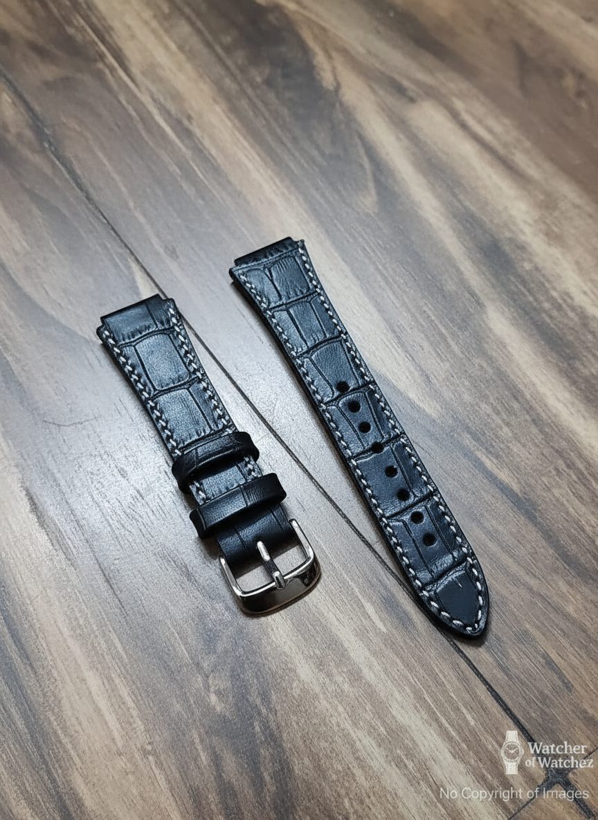 18mm to 22mm Croc pattern Leather Strap for Casio AE1200, AE1300, A158, A159, A168 and many Casios – multiple colours