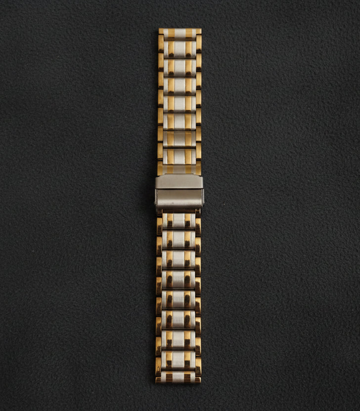 Two-Tone Watch Strap Bracelet 20mm – Premium Hollow Stainless Steel with Fold-Over Clasp with Spring Bars