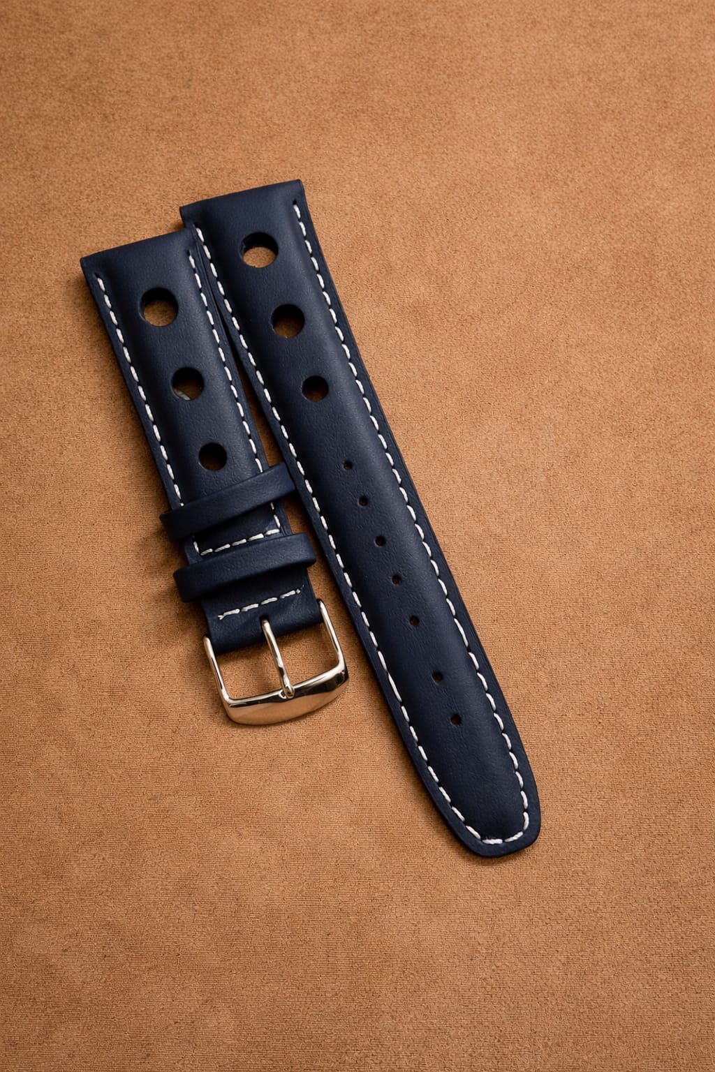 Navy Blue Full Grain Leather Watch Strap | 18mm 20mm 22mm | Vintage Style Replacement Band with Spring Bars