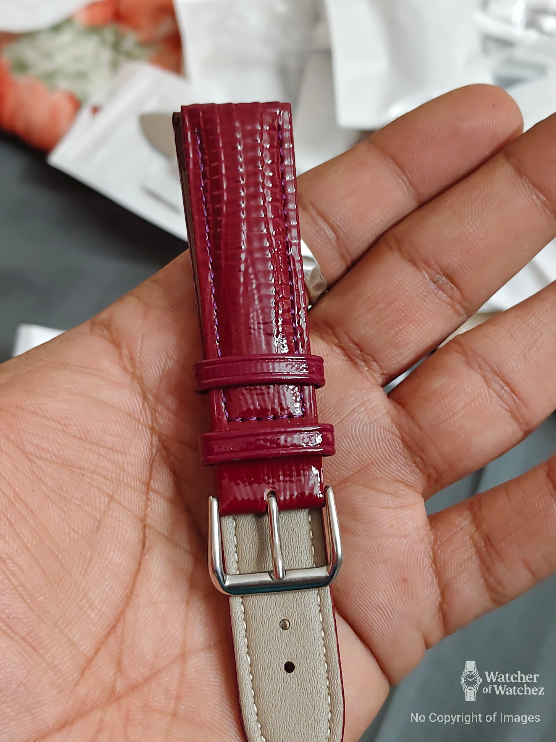Premium Shiny Purple Mix Burgundy Lizard Pattern Leather Watch Strap – 18mm, 20mm, 22mm With Spring Bars(limited drop)