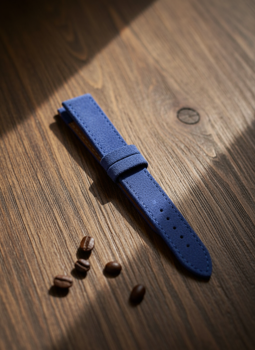 Blue Suede Leather Watch Strap – 18mm, 20mm, 22mm – Quick Release With Spring Bars