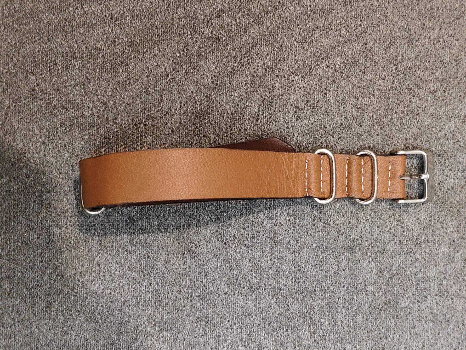 Leather Nato style strap Tan brown 18mm-20mm-22mm