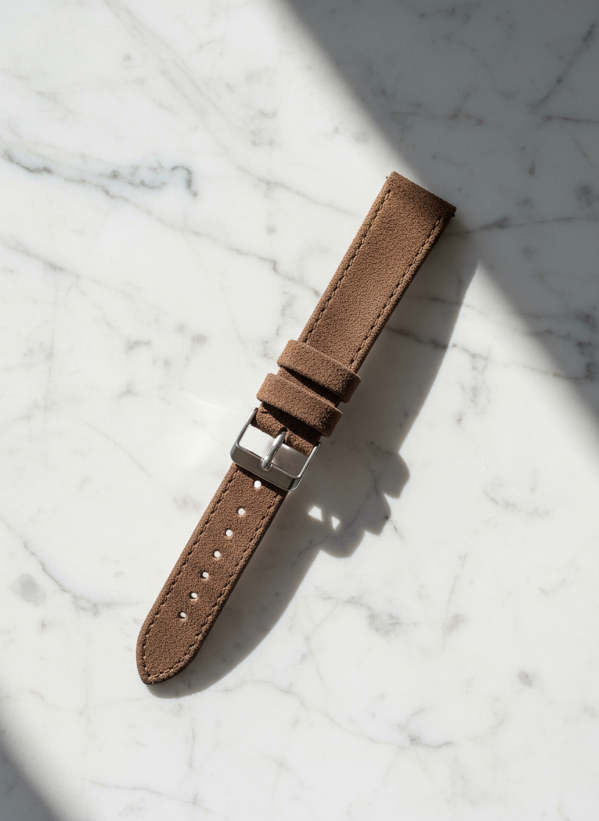 Brown Suede Leather Watch Strap – 18mm, 20mm, 22mm – Quick Release With Spring Bars