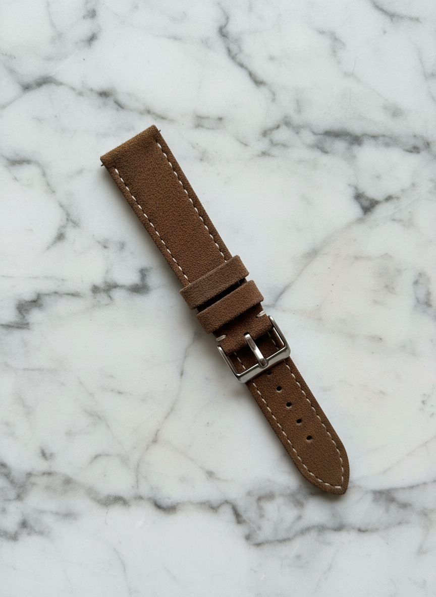 Brown Suede Leather Watch Strap – 18mm, 20mm, 22mm – Quick Release With Spring Bars