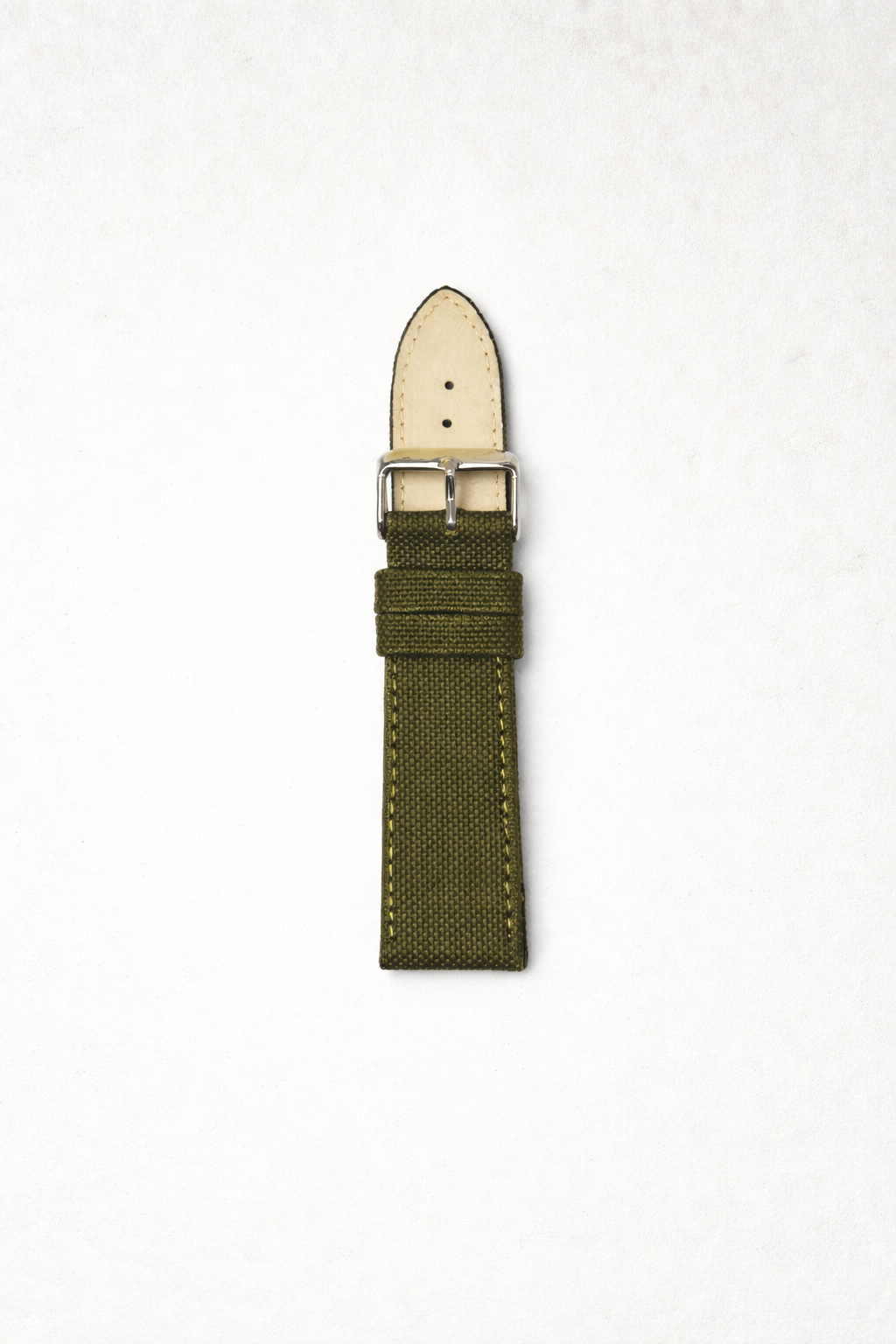 Olive Green Canvas Watch Strap – Genuine Leather Backing including spring bars (18mm,20mm,22mm)