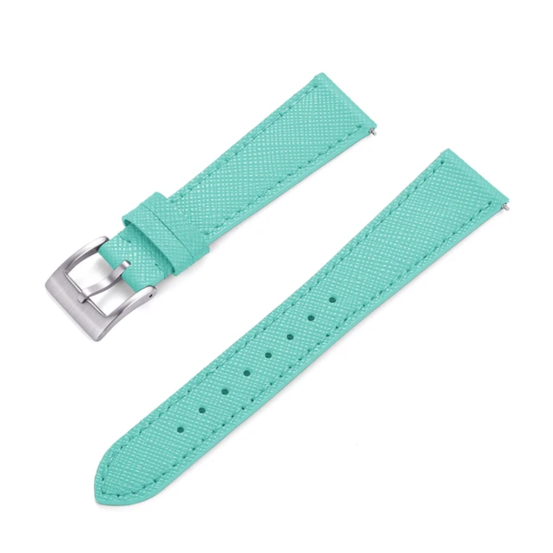 Cyan tiffany blue Saffiano Leather Watch Strap | Top Grain Leather | Quick Release | 18mm, 20mm, 22mm