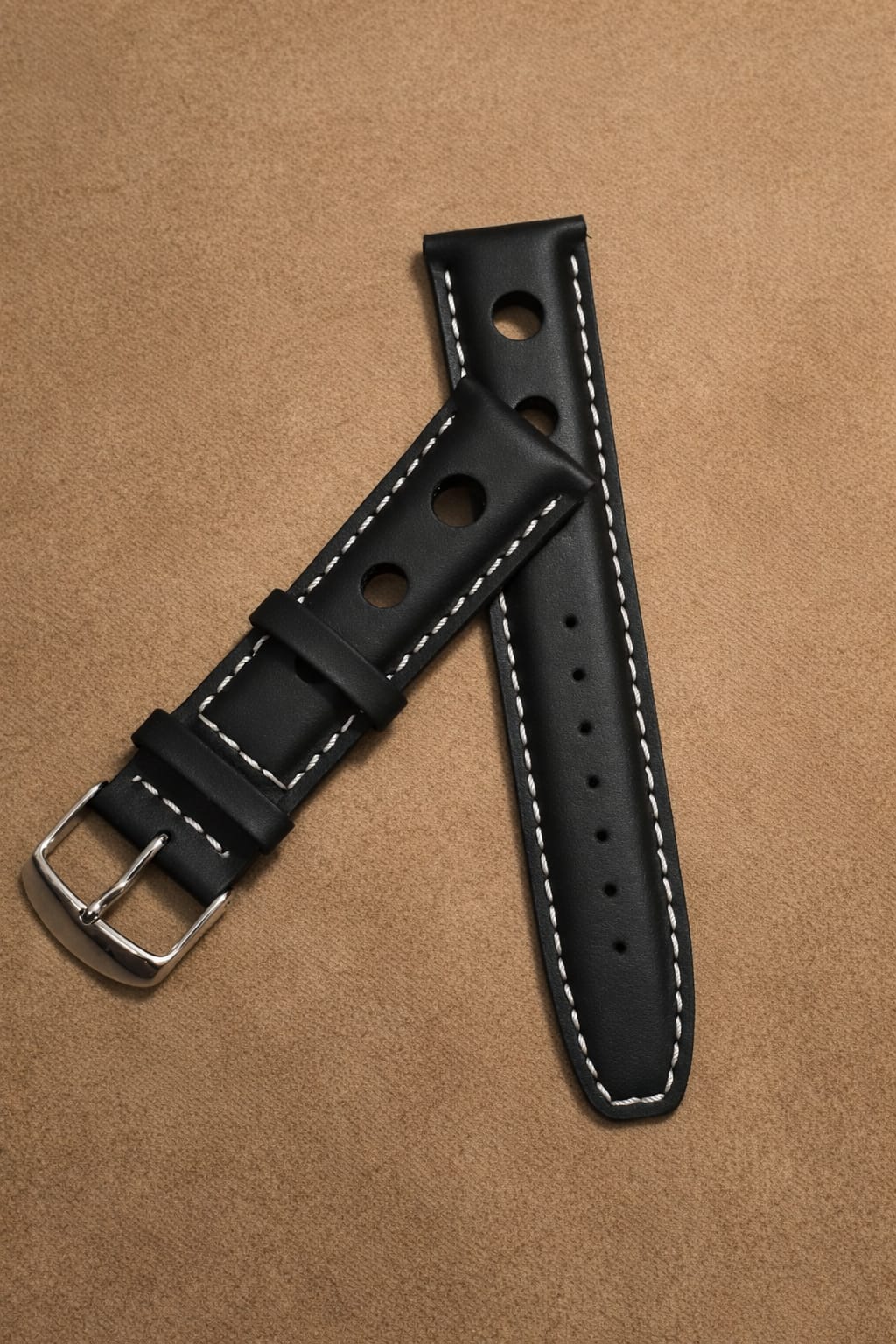 Black Full Grain Leather Watch Strap | 18mm 20mm 22mm | Vintage Style Replacement Band