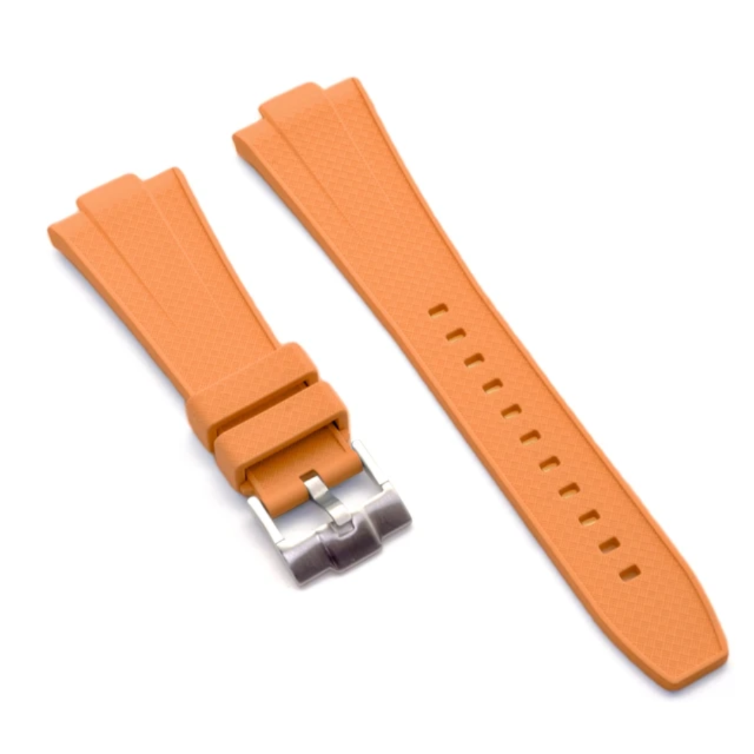 Tissot PRX 12mm Silicone Strap Orange with Stainless Steel Buckle – Premium Replacement Watch Band