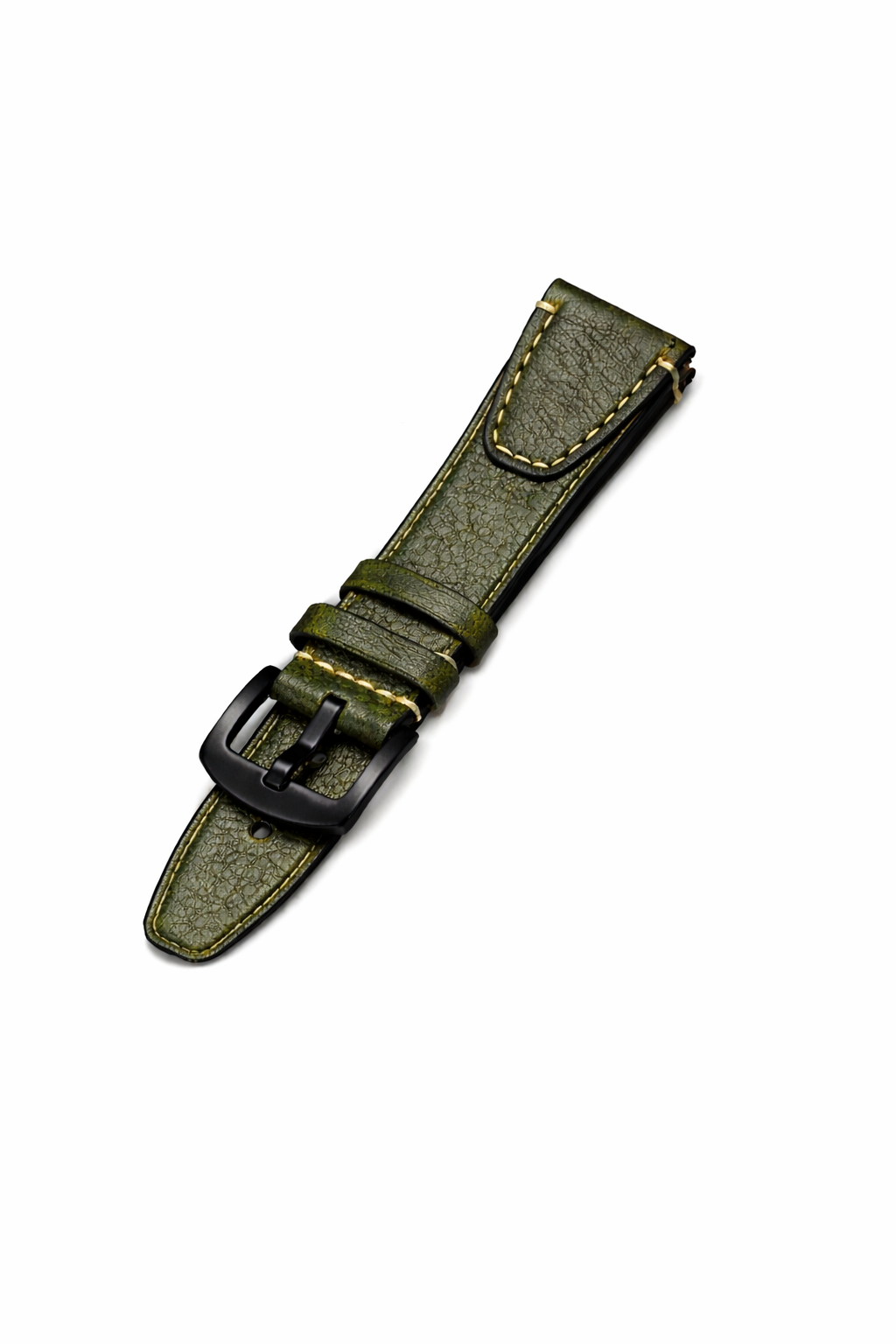 Green Vintage Full-Grain Leather Watch Strap – Distressed Finish (18mm / 20mm / 22mm) with Spring Bars