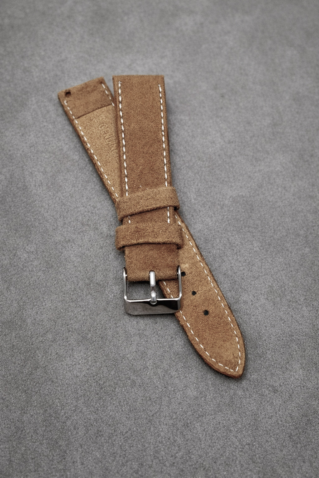 18mm 20mm Tan Suede Leather Watch Strap with White Stitching – Quick Release Leather Band With Spring Bars