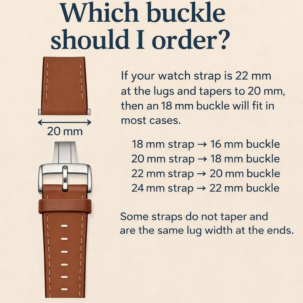 Polished Stainless Steel Watch Buckle (No Pin) – 16mm, 18mm, 20mm, 22mm