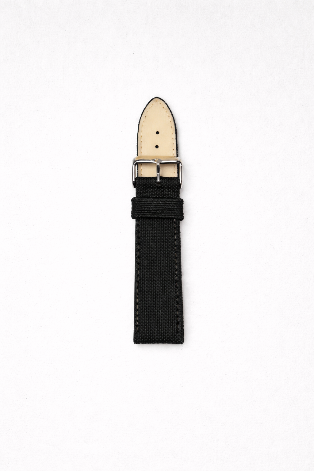 Black Canvas Watch Strap – Genuine Leather Backing including spring bars (18mm,20mm,22mm)