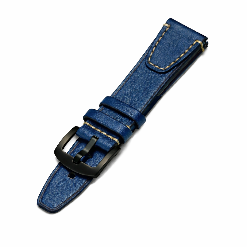 Blue Vintage Full-Grain Leather Watch Strap – Distressed Finish (18mm / 20mm / 22mm) with Spring Bars