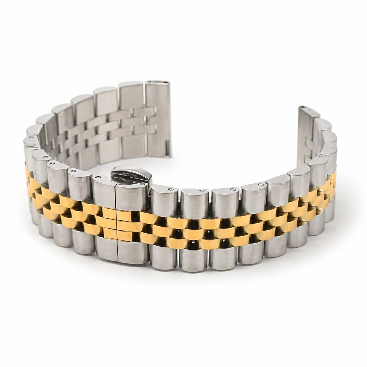 Solid Jubilee Stainless Steel Watch Bracelet (Butterfly Lock) – Two-Toned 5-Link Luxury Fit – 20mm & 22mm